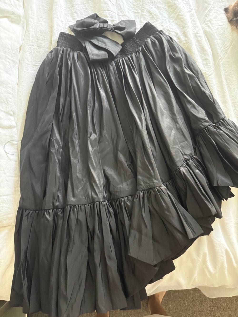 Asymmetrical Black Ruffle Midi Skirt - Women